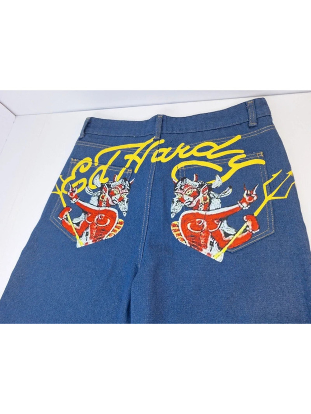 Vtg Ed Hardy  Christian Audigier Rare Tattoo Core Devil Logo Jeans Y2K Grunge